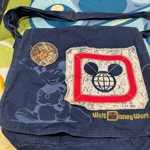 Disney Navy Blue Messenger Bag with Mickey Patch